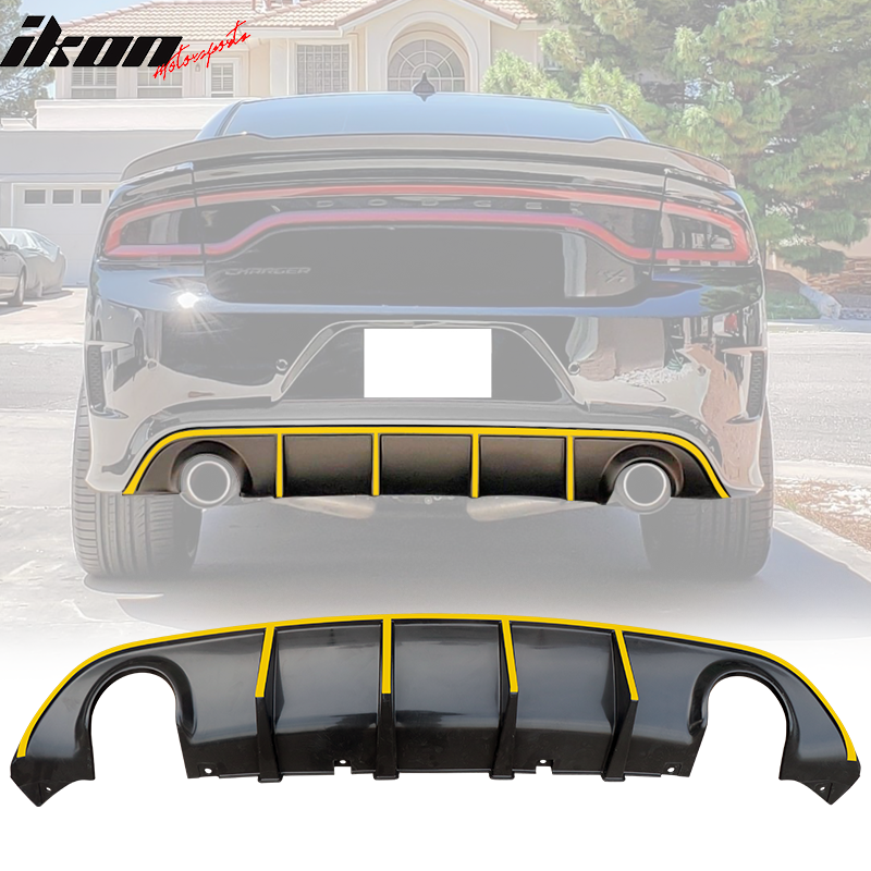 Fits 15-23 Dodge Charger SRT V3 Style Rear Diffuser with Reflective Tape