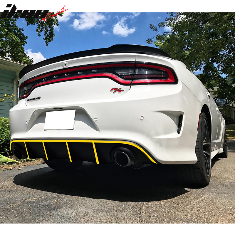 Fits 15-23 Dodge Charger SRT V3 Style Rear Diffuser with Reflective Tape