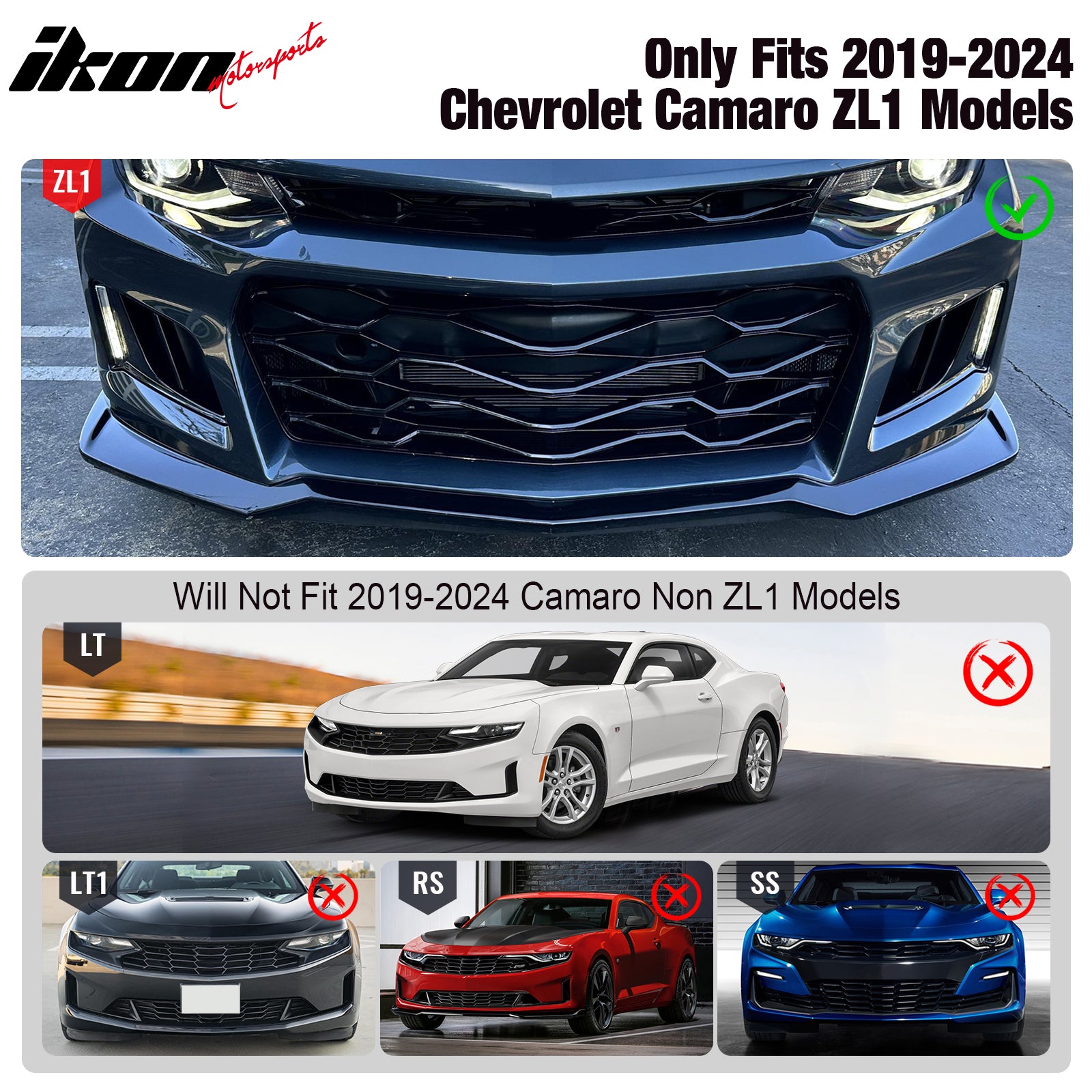 Fits 16-24 Chevrolet Camaro 1LE Style Front Bumper Cover Conversion Unpainted