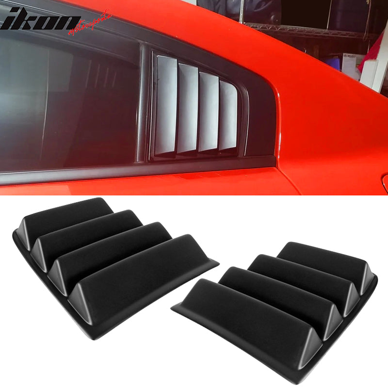 IKON MOTORSPORTS, Window Louver Compatible With 2011-2023 Dodge Charger, V2 Style,Rear Side Quarter Scoop Louvers