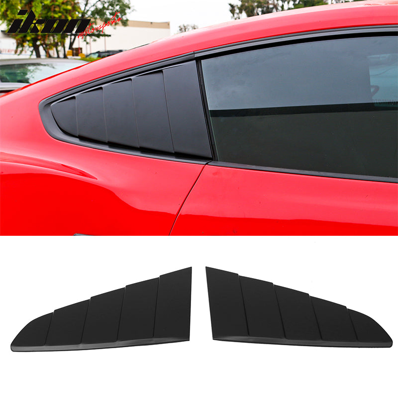 IKON MOTORSPORTS, Rear Window Louver Compatible With 2015-2023 Ford Mustang, IKON V2 & CV Style,Rear Louver and Side Quarter Scoop Louvers
