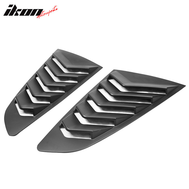 Fits 15-23 Ford Mustang IKON V2 Style Rear + Side Window Louvers Unpainted ABS