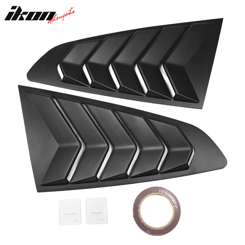 Fits 15-23 Ford Mustang IKON V2 Style Rear + Side Window Louvers Unpainted ABS