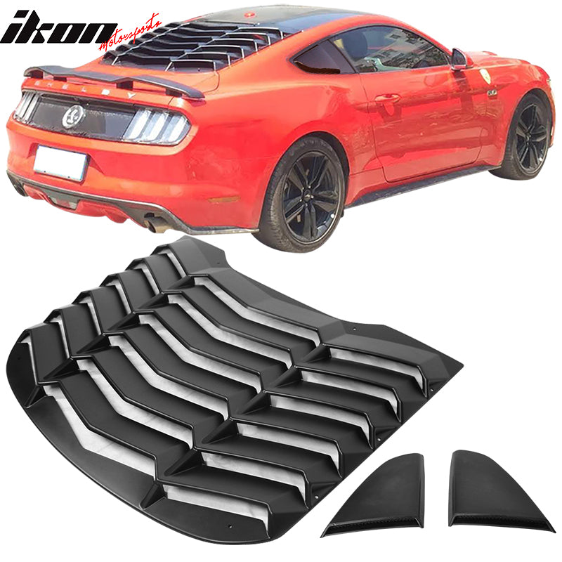 2015-2023 Ford Mustang Coupe Matte Black Rear Side Window Louver ABS