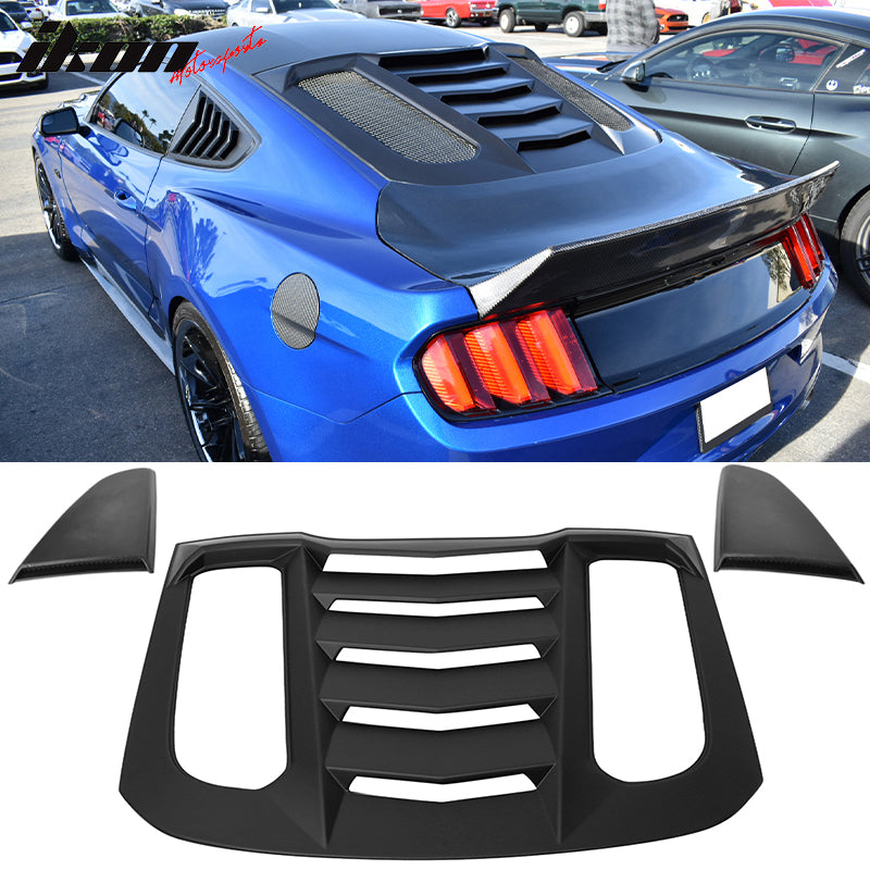 2015-2023 Ford Mustang Coupe Matte Black Rear Side Window Louver ABS