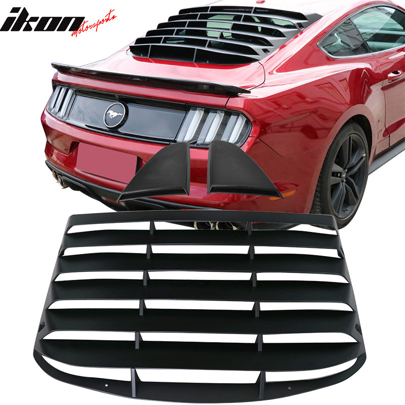 IKON MOTORSPORTS Rear Window Louver Compatible With 2015-2023 Ford Mustang ABS Plastic Black Back Windshield Sun Shade Cover Vent – Ikon Motorsports