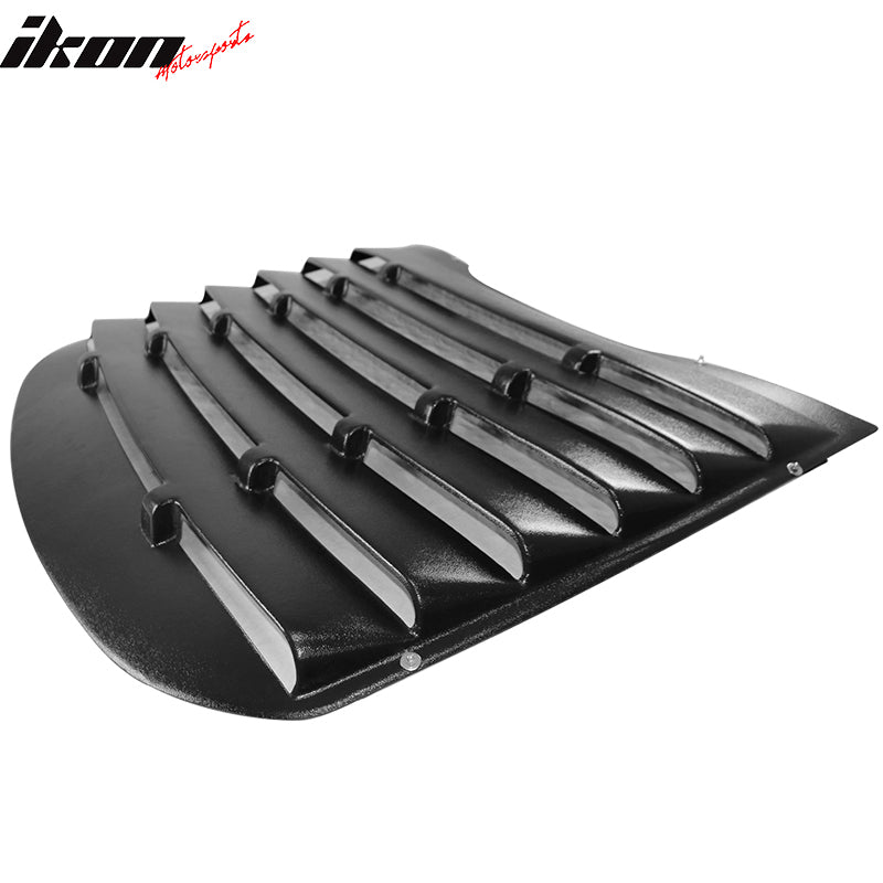 IKON MOTORSPORTS, Window Louver Compatible With 2015-2023 Ford Mustang, V Style,Rear Louver and Side Quarter Scoop Louvers, Matte Black