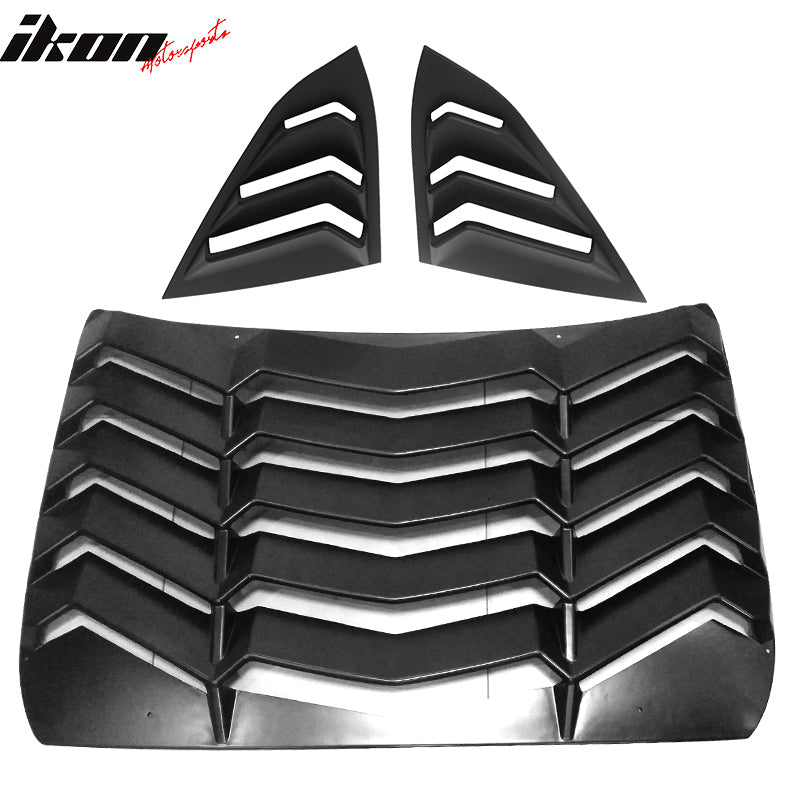 IKON MOTORSPORTS, Window Louver Compatible With 2016-2021 Honda Civic 4Door, Visor Style,Rear Louver and Side Quarter Scoop Louvers