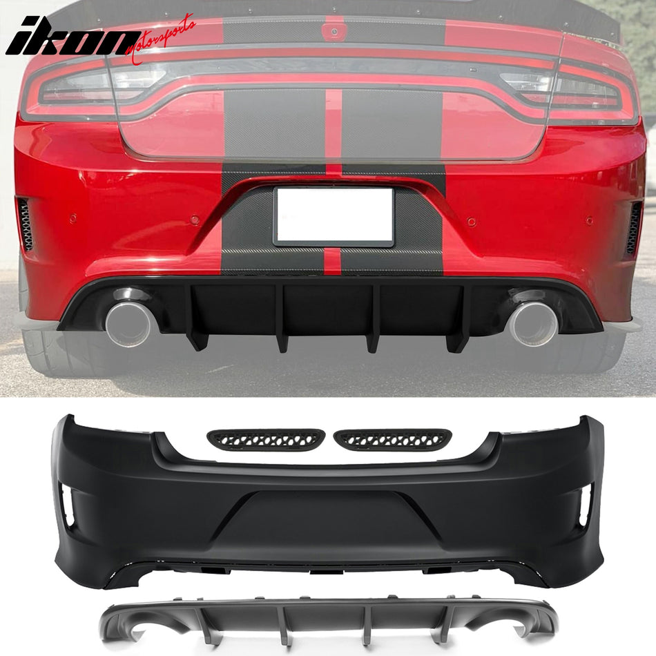 2015-2023 Dodge Charger Black Rear Bumper Conversion Diffuser Lip PP