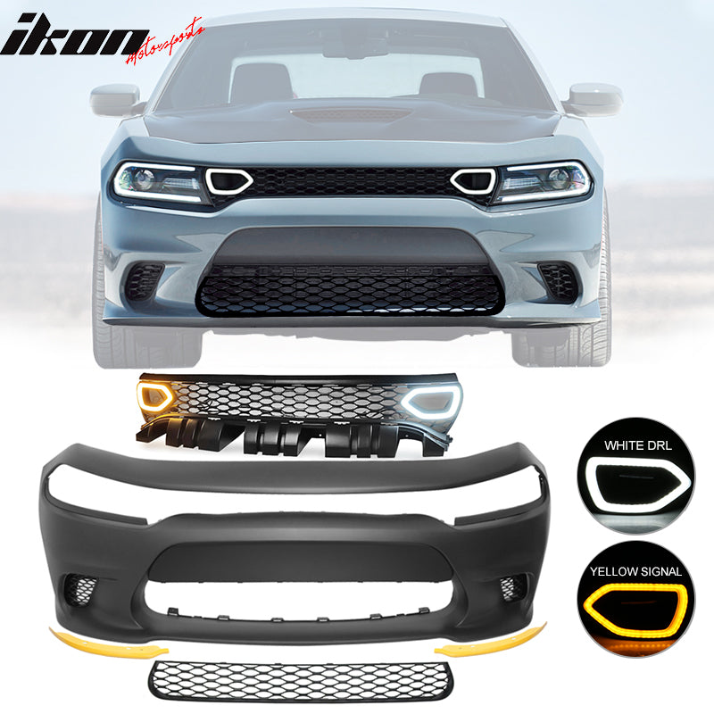 2015-2023 Dodge Charger Front Bumper Cover Yellow Splitter Grille PP