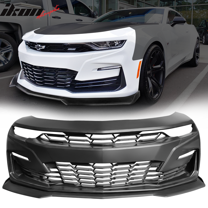 2019-2023 Chevy Camaro SS Style Black Front Bumper Guard Gloss Lip ABS