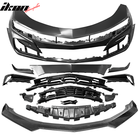 Fits 19-23 Chevrolet Camaro SS Style Front Bumper Cover W/Carbon Fiber Print Lip