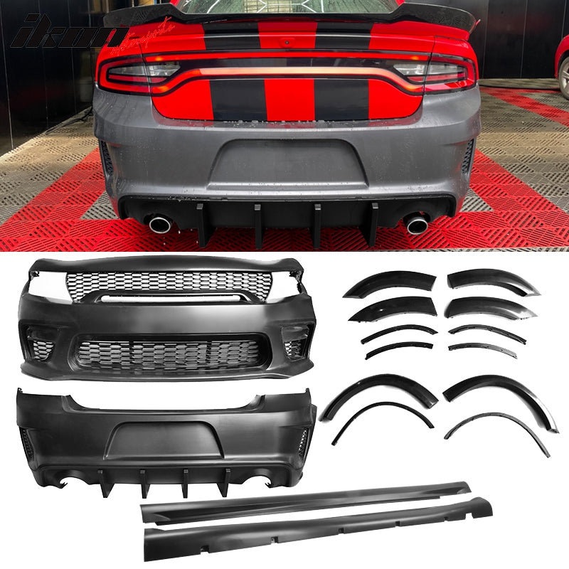 2015-2023 Dodge Charger IKON Matte Black Rear Bumper Cover Diffuer PP