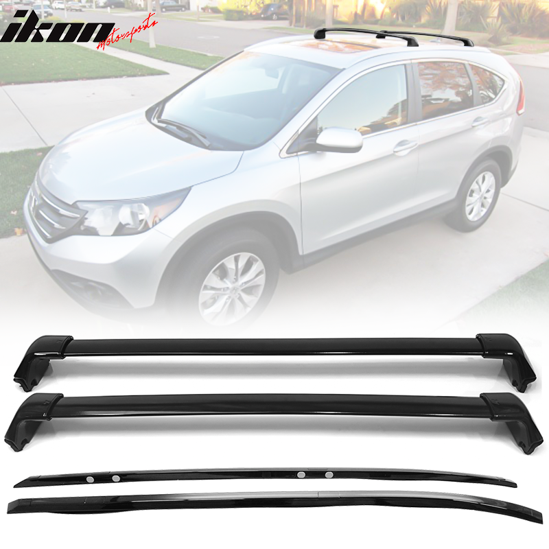 2012-2016 Honda CRV Black Roof Rack Cross Bar Side Rail Set 4PCS ABS