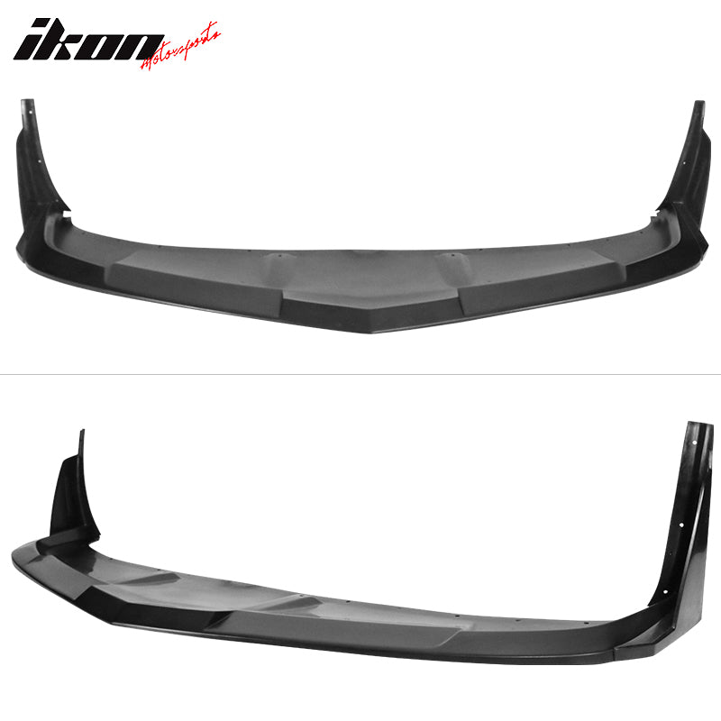 IKON MOTORSPORTS, Front Bumper Lip & Front Lip Splitter Winglets Compatible With 2014-2015 Chevrolet Camaro SS, 2PCS Front Bumper Chin Winglets PU Poly Urethane Unpainted Black 1LE Style