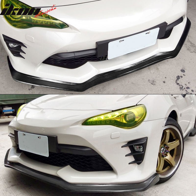 IKON MOTORSPORTS, 2PCS Front Bumper Lip Splitter Winglet  + Front Bumper Lip Compatible With 2017-2020 Toyota 86, Front Bumper Lip Bodykit Splitter Protector PU Unpainted Black CS Style, 2018 2019