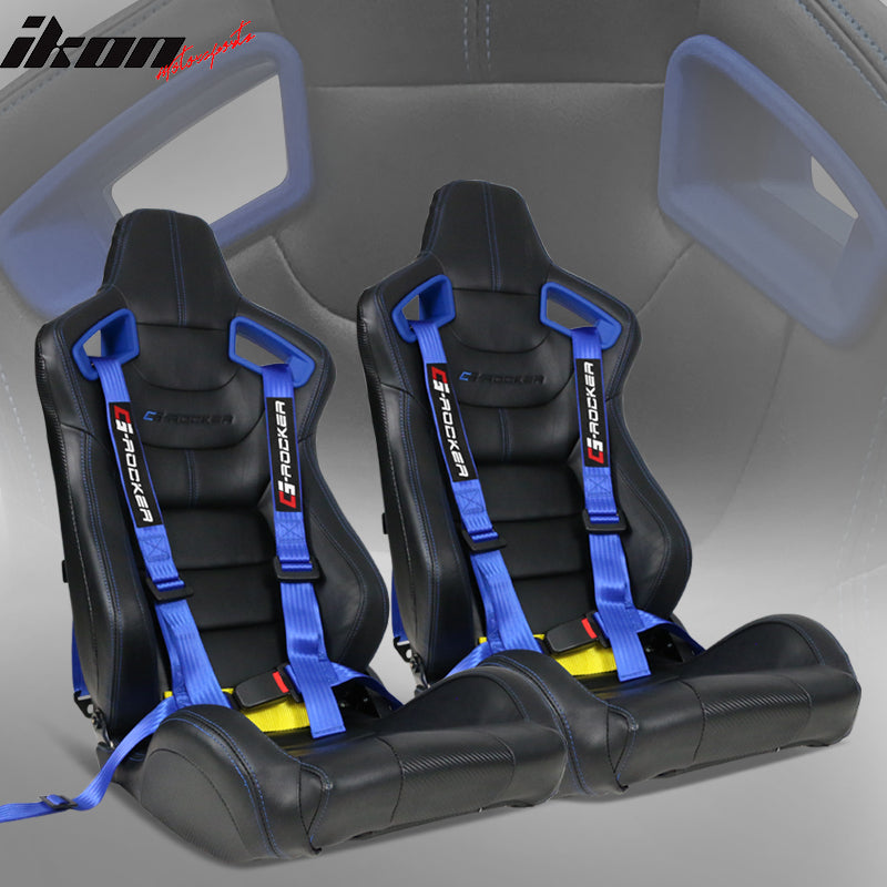 Universa Blue Bezell Racing Seat Dual Slider Buckle Belt PU Carbon