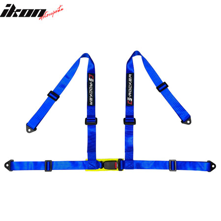 Universal Adjust Racing Seat PU Carbon Blue Bezel & Dual Slider & Buckle Belt x2