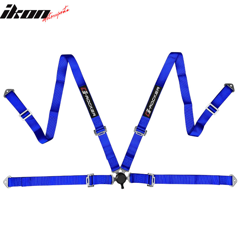 Universal Adjust Racing Seat PU Carbon Blue Bezel & Dual Slider Cam-lock Belt x2