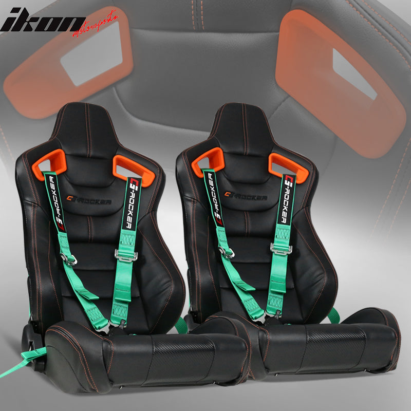 Universal O. Bezel Racing Seat Dual Slider Cam-lock Belt PU Carbon