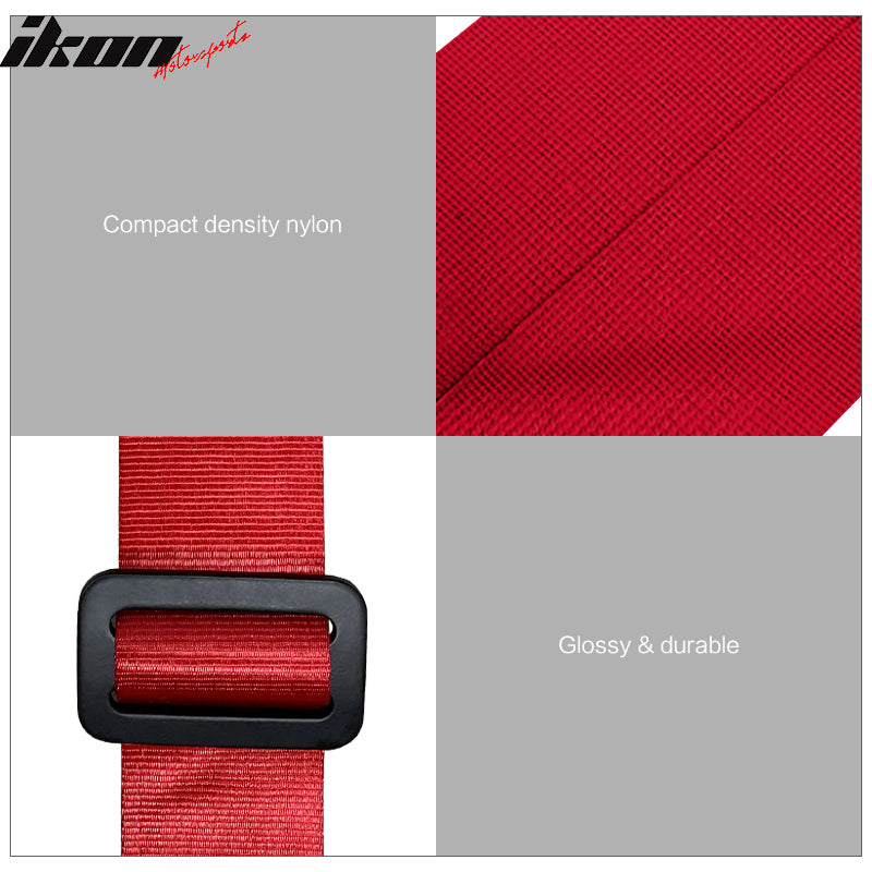 Universal Adjust Racing Seat PU Carbon Orange Bezel & Dual Slider Buckle Belt x2