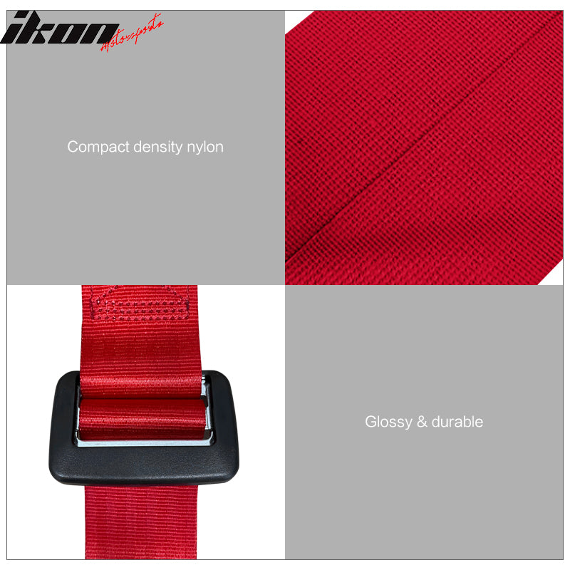 Universal Adjustable Racing Seat PU Carbon Red Bezel &Dual Slider Buckle Belt x2