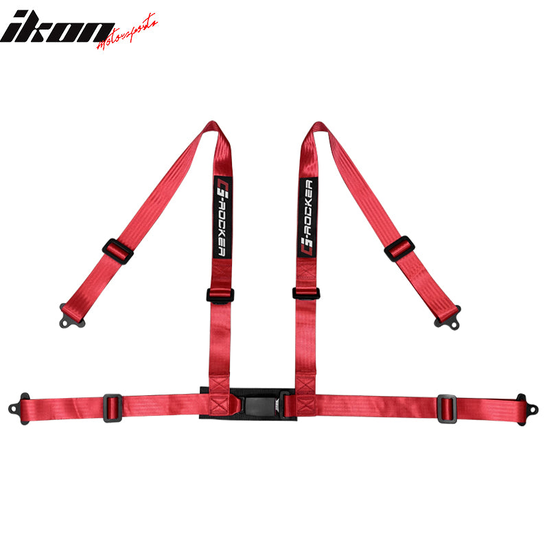 Universal Adjustable Racing Seat PU Carbon Red Bezel &Dual Slider Buckle Belt x2