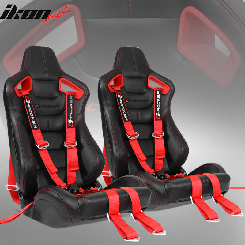Universal Racing Seat Dual Slider 6 Point Cam-lock Belt PU Carbon