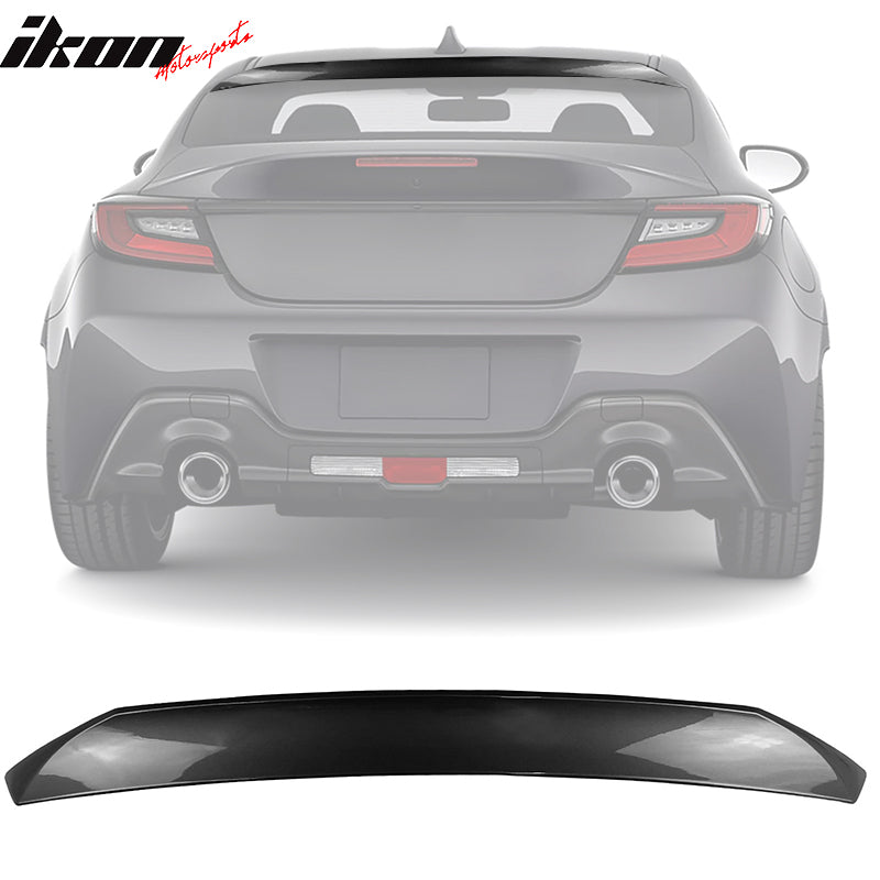 IKON MOTORSPORTS, Roof + Trunk Spoiler Compatible With 2022-2024 Subaru BRZ Toyota GR86, Painted #P8Y Magnetite Gray/Pavement Metallic ABS IKON Style Rear Window Visor Wing + TRD Style Trunk Spoiler