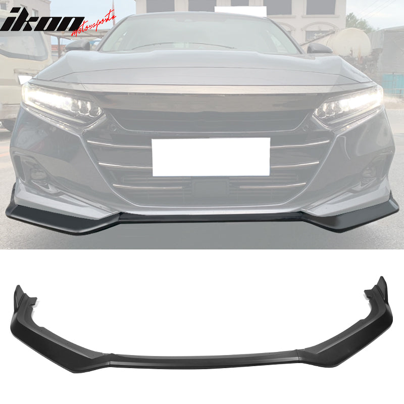 IKON MOTORSPORTS, Front Bumper Lip Compatible With 2021-2022 Honda Accord, 3PCS Front Bumper Lip Spoiler Air Dam Chin Splitter Bodykit IKON V4 Style PP Polypropylene