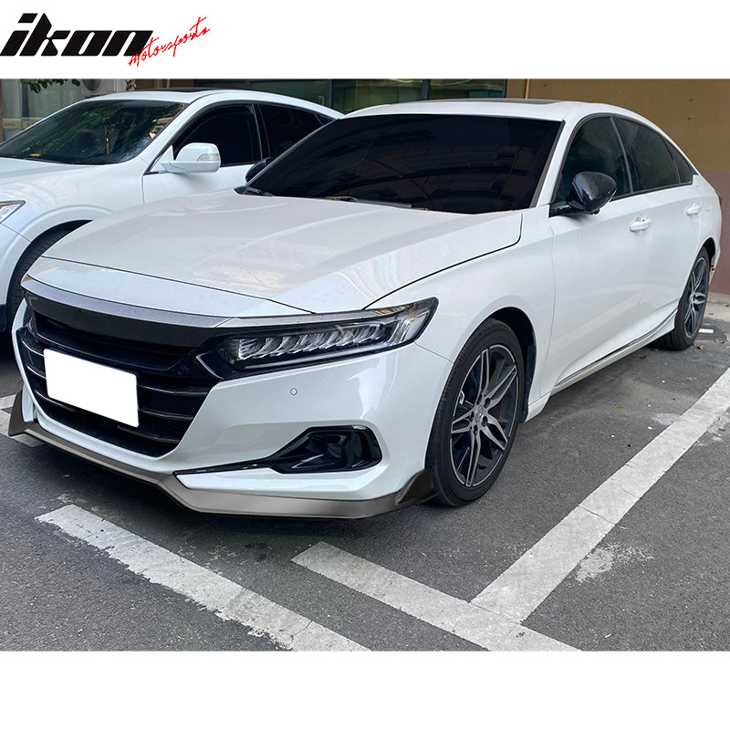 IKON MOTORSPORTS, Front Bumper Lip Compatible With 2021-2022 Honda Accord, 3PCS Front Bumper Lip Spoiler Air Dam Chin Splitter Bodykit IKON V4 Style PP Polypropylene