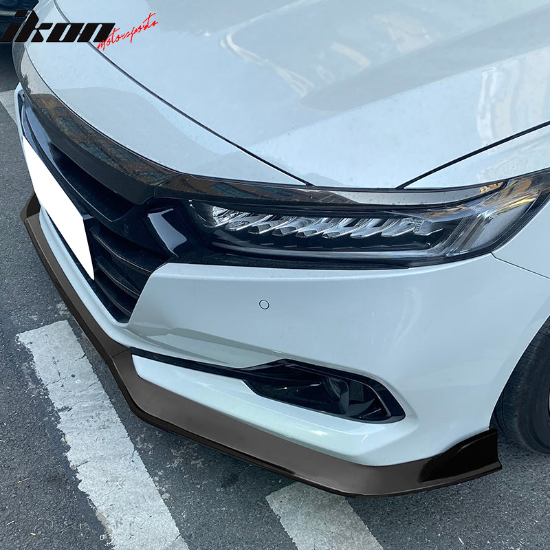 IKON MOTORSPORTS, Front Bumper Lip Compatible With 2021-2022 Honda Accord, 3PCS Front Bumper Lip Spoiler Air Dam Chin Splitter Bodykit IKON V4 Style PP Polypropylene