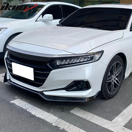 IKON MOTORSPORTS, Front Bumper Lip Compatible With 2021-2022 Honda Accord, 3PCS Front Bumper Lip Spoiler Air Dam Chin Splitter Bodykit IKON V4 Style PP Polypropylene