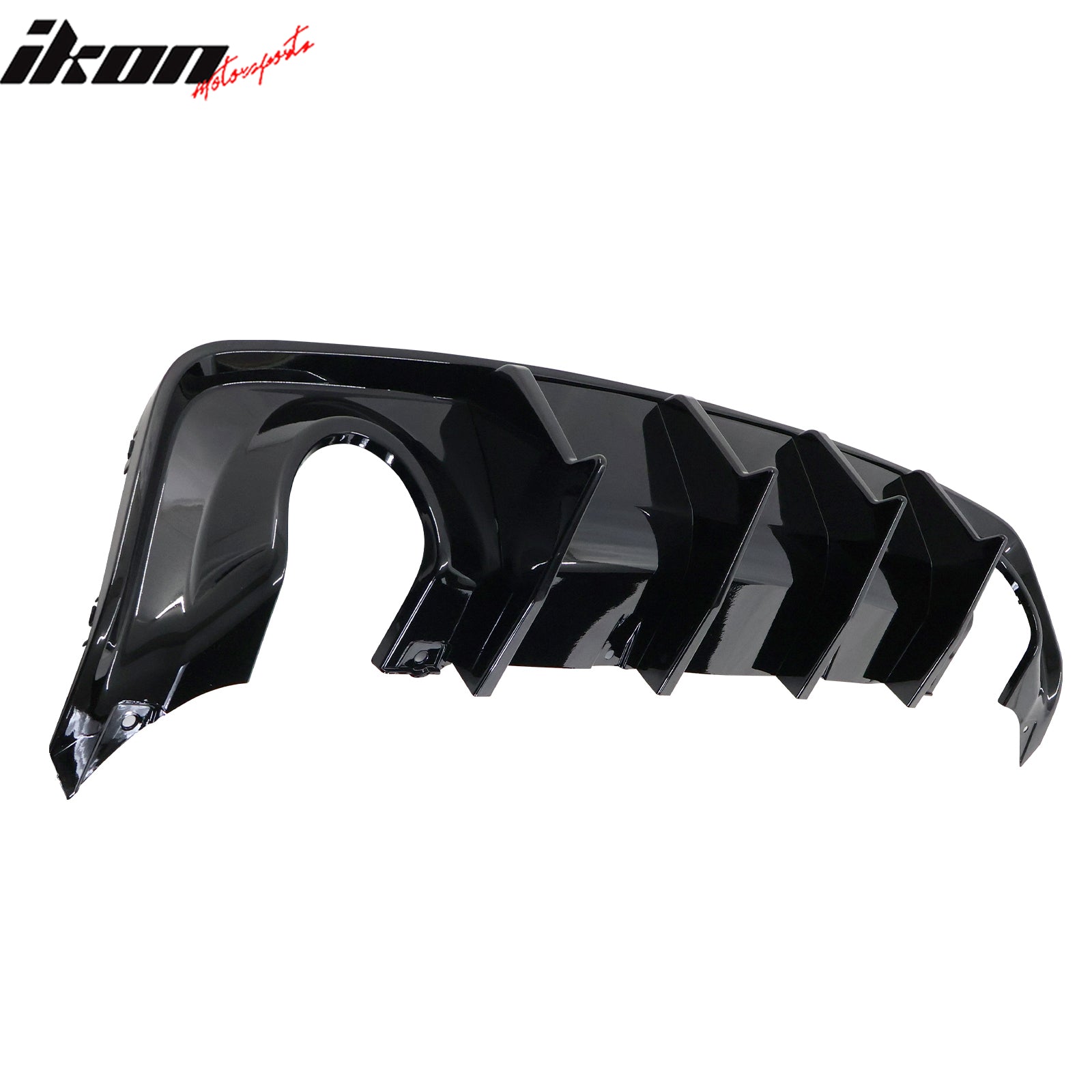 IKON MOTORSPORTS, Rear Diffuser Compatible With 2020-2023 Dodge Charger Widebody, IKON V3 Style Gloss Black PP Rear Bumper Lip with 4 Shark Fins Part, 2021