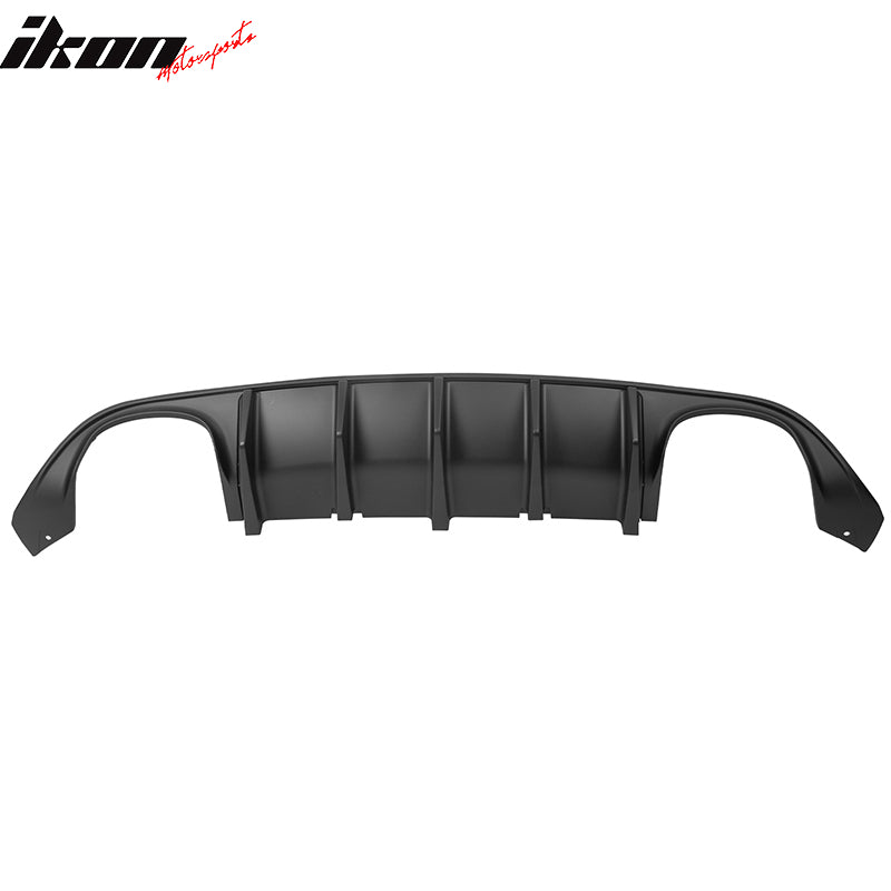 IKON MOTORSPORTS, Rear Bumper Diffuser Compatible With 2015-2023 Dodge Charger, Quad Exhaust Rear Diffuser Lip Shark Fins PP 2PCS, 2016 2017 2018 2019 2020 2021