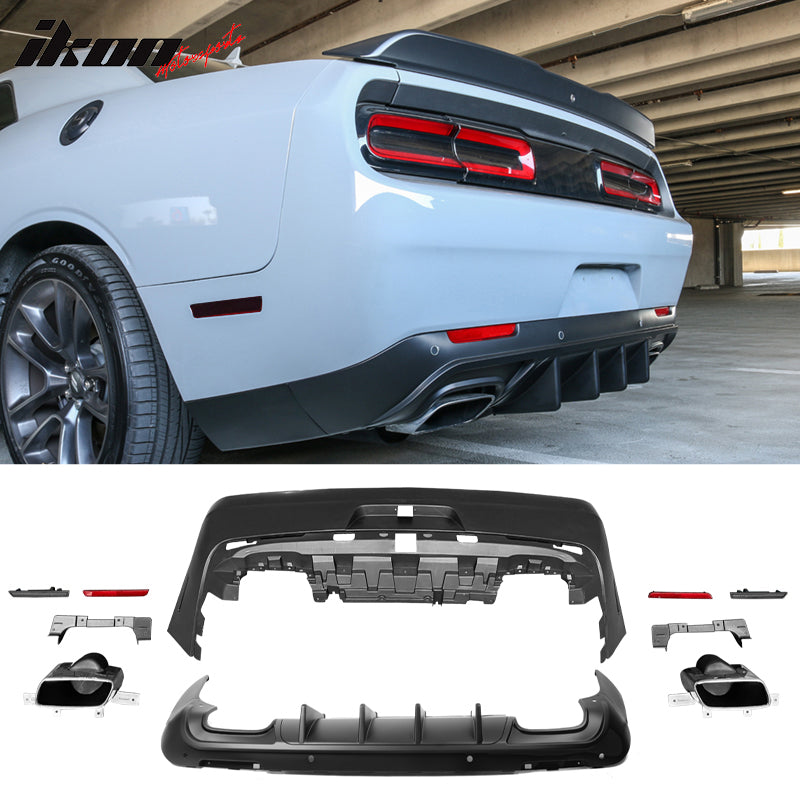 For 08-14 Challenger Front Rear Bumper w/ Lip + Hellcat Fender Flare Diffuser