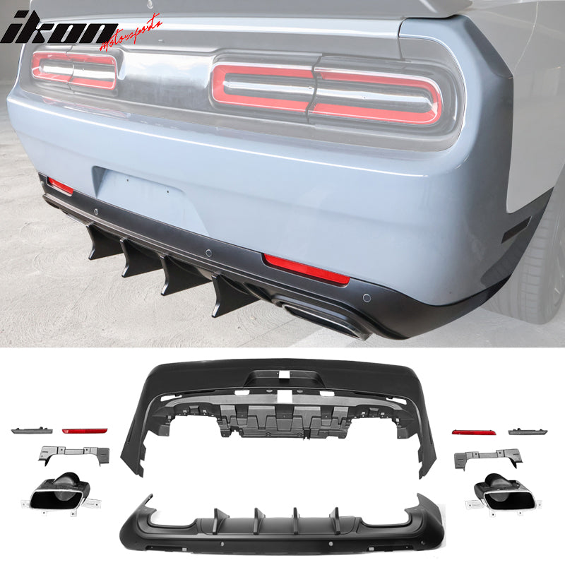 Fits 08-14 Challenger Front Rear Bumper w/ Lip + Demon Fender Flare +V4 Diffuser