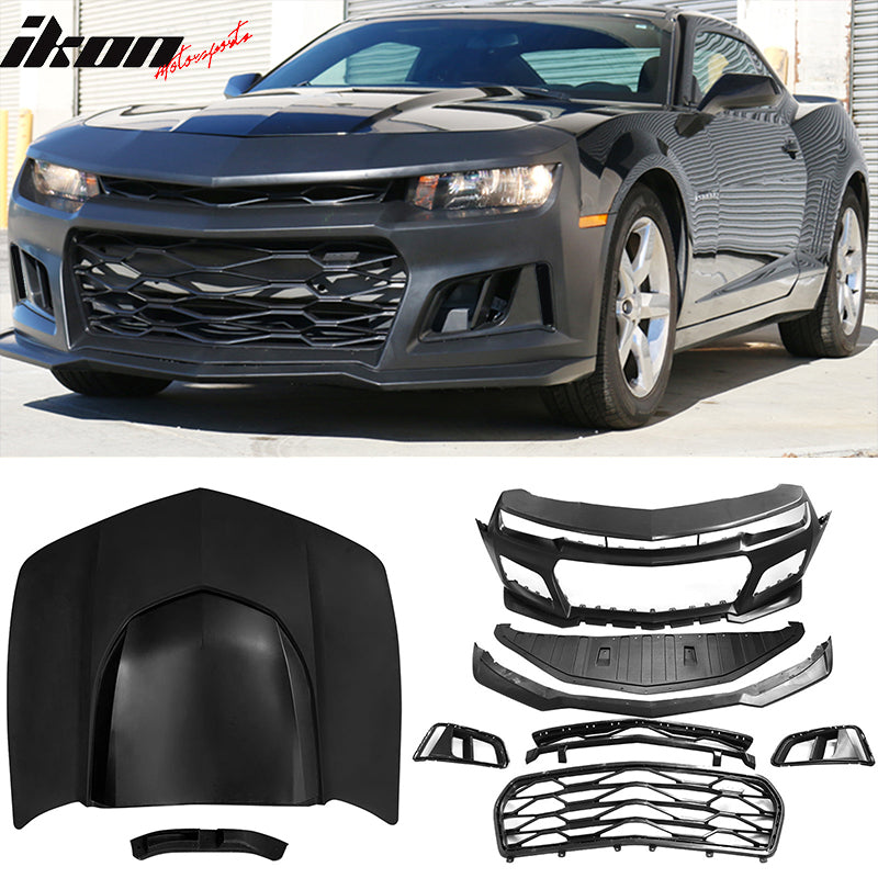 2014-2015 Chevy Camaro ZL1 Style Front Bumper Cover PP + Hood Cover