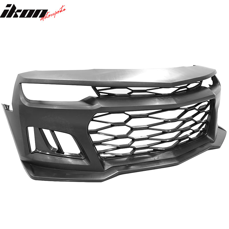 Fits 14-15 Chevy Camaro ZL1 Style Aluminum Front Bumper Hood + Bumper Cover PP