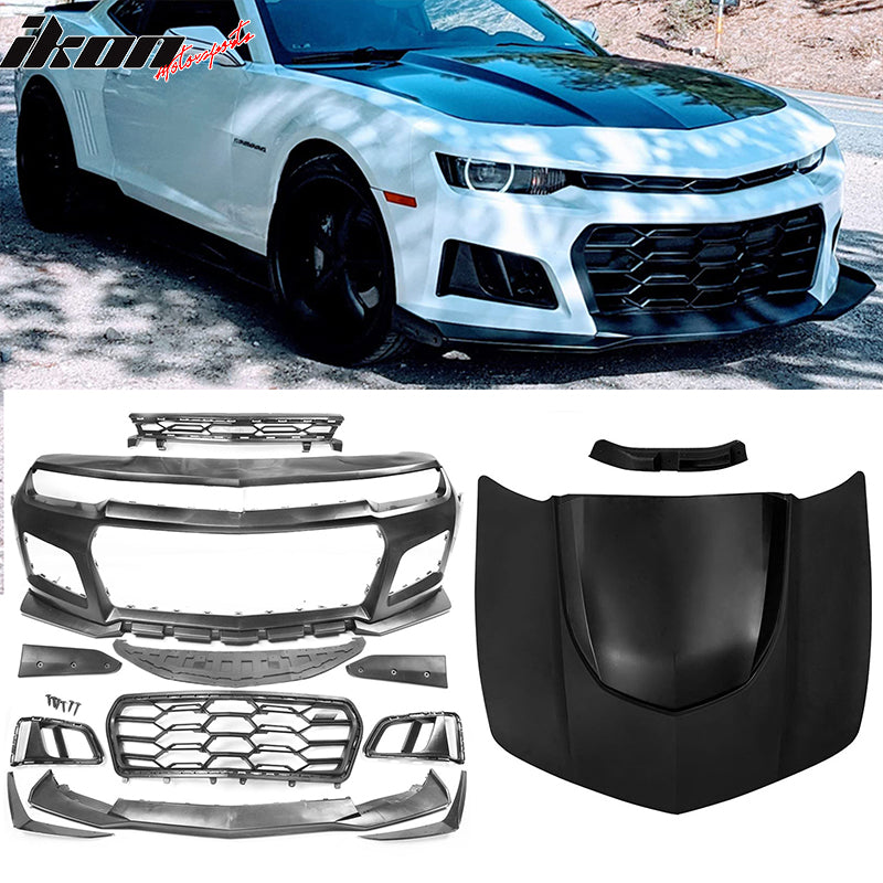 2014-2015 Chevy Camaro 1LE Style Front Bumper Cover PP + Hood Cover