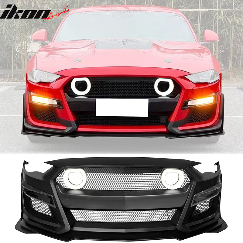 2018-2023 Ford Mustang GT500 Style Front Bumper Cover Lip LED Grille