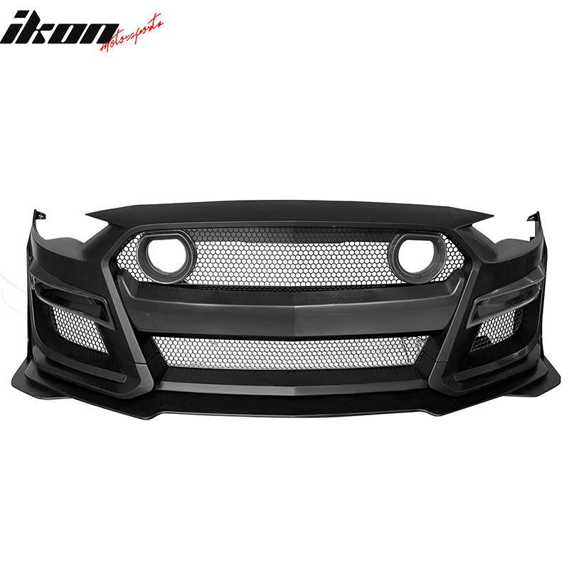 Fits 18-23 Ford Mustang GT500 Style Front Bumper Cover Lip LED Grille Conversion