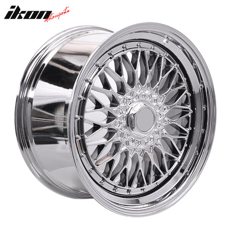 (4) 19X9.5 +40 5X114.3 / 5X120 Step Lip Deep Dish Mesh Wheels Rim Kit Chrome