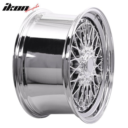 (4) 19X9.5 +40 5X114.3 / 5X120 Step Lip Deep Dish Mesh Wheels Rim Kit Chrome