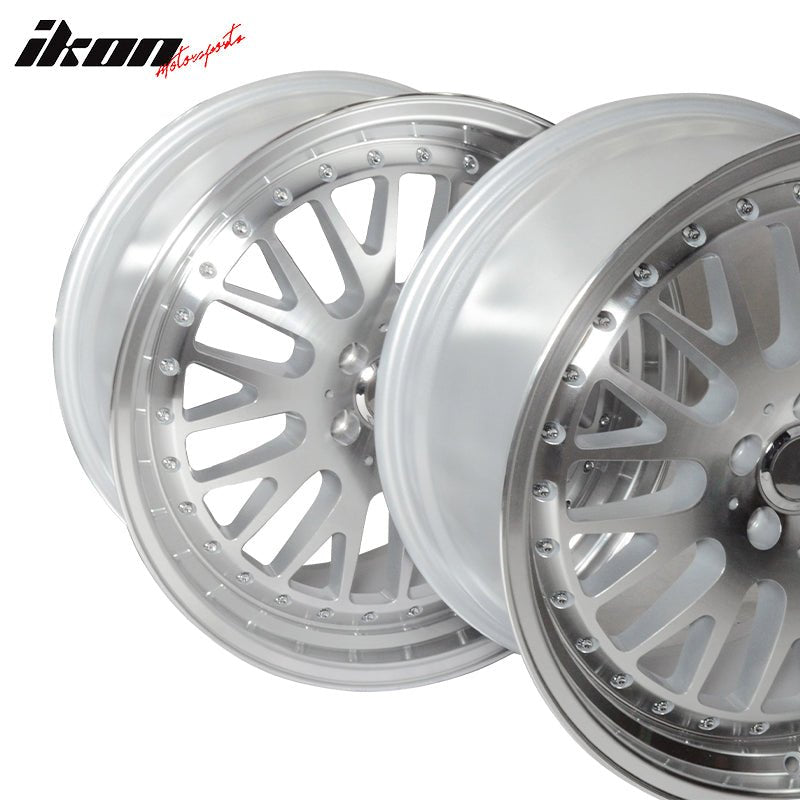 (2) 18X8.5 +35 5X100 Step Lip Mesh Wheels Rims Replacement Car Wheel