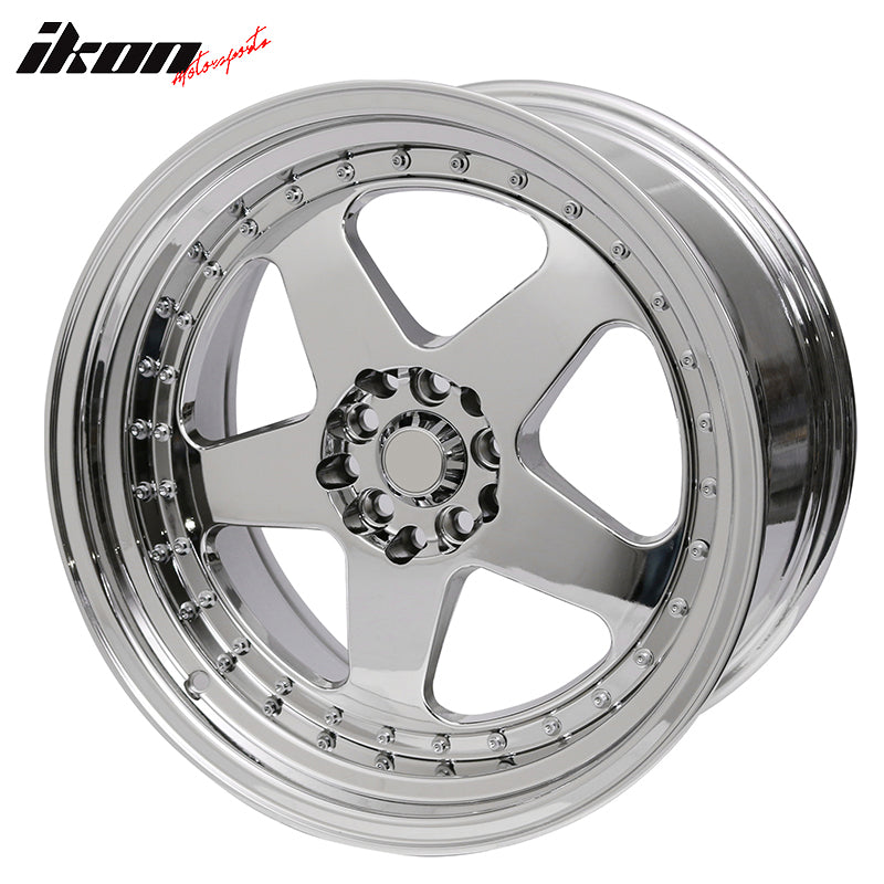 (4) 18X10 +30 5X100 / 5X114.3 Step Lip 5 Spoke Wheels Rim Chrome Rivets
