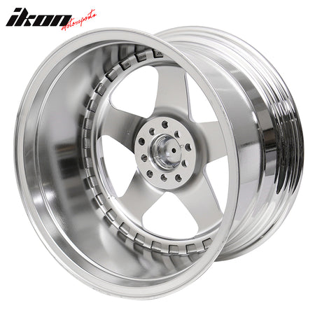 (2) 18X10 +30 5X100 / 5X114.3 Step Lip 5 Spoke Wheels Rims Kit - Chrome