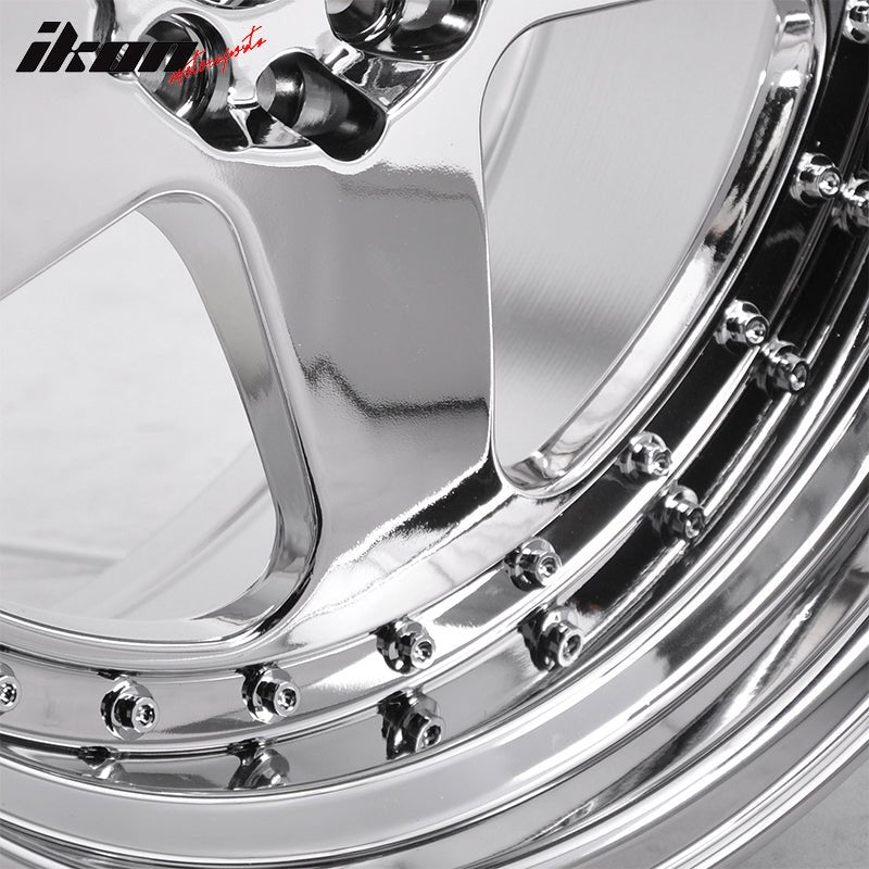 (2) 18X9.0 +30 5X100 / 5X114.3 Step Lip 5 Spoke Wheels Rim Replacement - Chrome