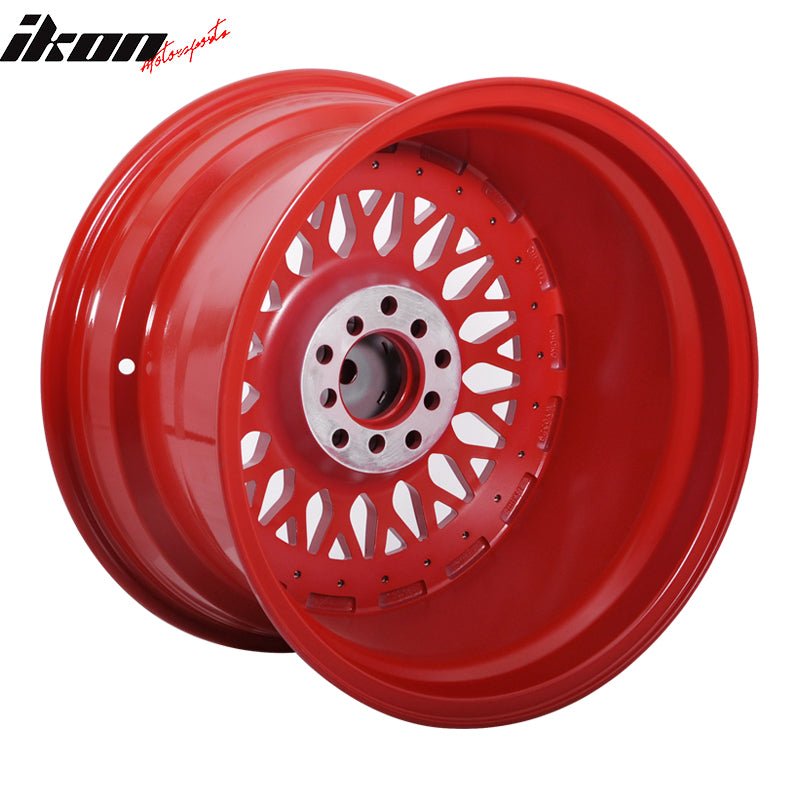 (2) 17X10 +30 5X100 / 5X114.3 Step Lip Deep Dish Mesh Wheels Rims Kit - Red