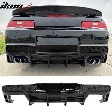 Fits 14-15 Chevy Camaro LT LS Ikon Black Rear Diffuser + Quad Exhaust Tips